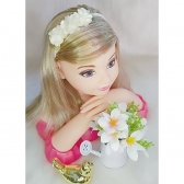 Faixinha de Cabelo Bebê Aplique de Flores Dourada Várias Cores - Pink