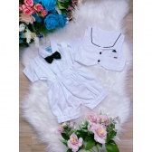 Conjunto Social Camisa Susp. Colete Gravata e Short Branco