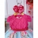 Vestido Infantil Rosa Chiclete Peito Nervura Florido Pérolas