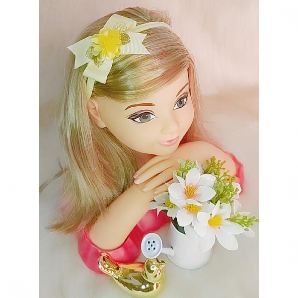 Faixinha de Cabelo Bebê Aplique de Flor Dourada Várias Cores - Amarelo Bebê