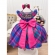 Vestido Infantil Azul Royal Colorido Xadrez C/ Laço Luxo - Azul Royal