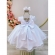 Vestido Infantil Branco Tule Pipoquinha C/ Cinto de Pérolas