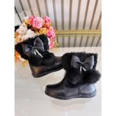 Botinha Infantil Preto Laço e Pompom Com Zíper Super Luxo
