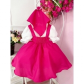 Vestido Infantil Pink Jardineira Jardim das Borboletas