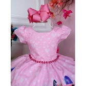 Vestido Infantil Casa Mágica da Gabby Rosa Luxo Corações - Rosa