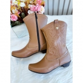 Bota infantil Boiadeira Texana Caramelo Com Zíper e Salto