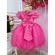 Vestido Infantil Barbie Rosa Chiclete Com Cinto de Strass