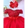Vestido Infantil Vermelho C/ Renda e Aplique de Flores Festa - Vermelho