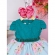 Vestido Infantil Verde Peito Nervura Saia Florida Pérolas