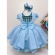 Vestido Infantil Azul Peito Nervura Cinto Pérolas Luxo
