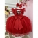 Vestido Infantil Vermelho Strass no Busto e Cinto de Pérolas