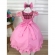 Vestido Infantil Rosa Chiclete C/ Renda Cinto Pérolas e Laço - Rosa Chiclete