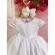 Vestido Infantil Branco C/ Aplique Flores Borboletas e Renda