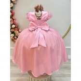 Vestido Infantil Rose Busto Com Renda Damas Longo Luxo