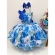 Vestido Infantil Azul Florido C/ Pérolas e Strass Luxo