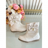 Botinha Infantil Off White Laço e Pinjente Com Zíper Super